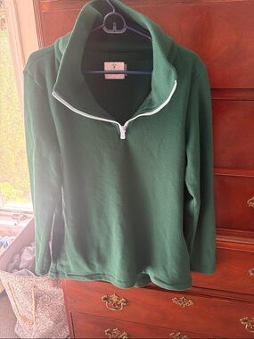 Dudley Stephens Dark Green Half-Zip Cowl Turtleneck Sweater